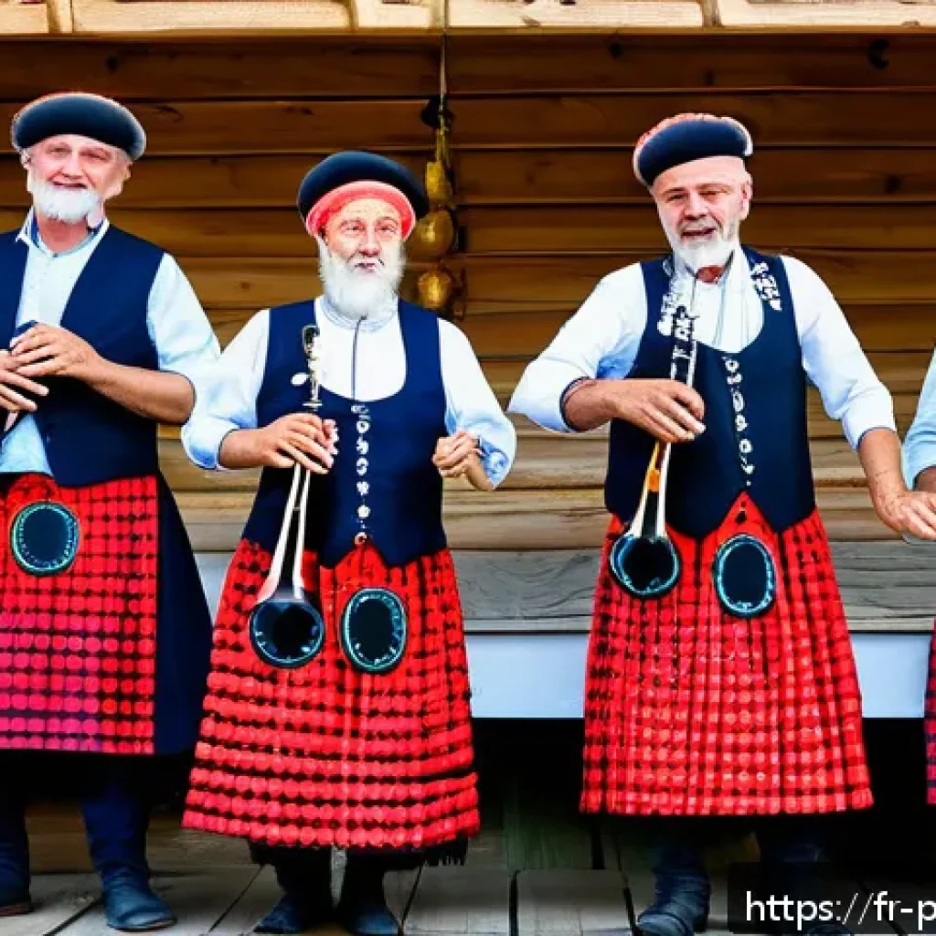 폴란드 전통 축제 - A vibrant Polish folk music festival scene in Zakopane during July, featuring local musicians passio...