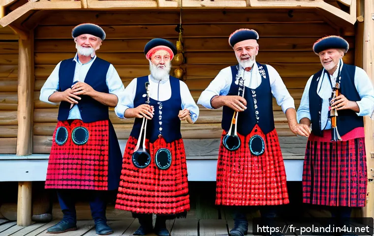 폴란드 전통 축제 - A vibrant Polish folk music festival scene in Zakopane during July, featuring local musicians passio...