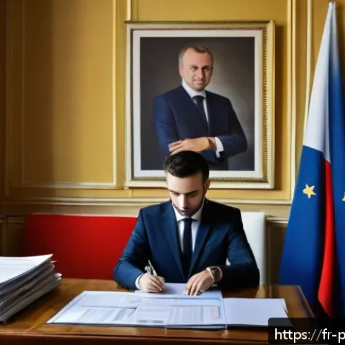Home 17 폴란드에서 시민권 받기 - A detailed scene of a French-speaking applicant preparing a citizenship application for Poland at ho...